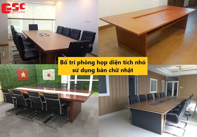 Bố trí phòng họp sử dụng bàn chữ nhật