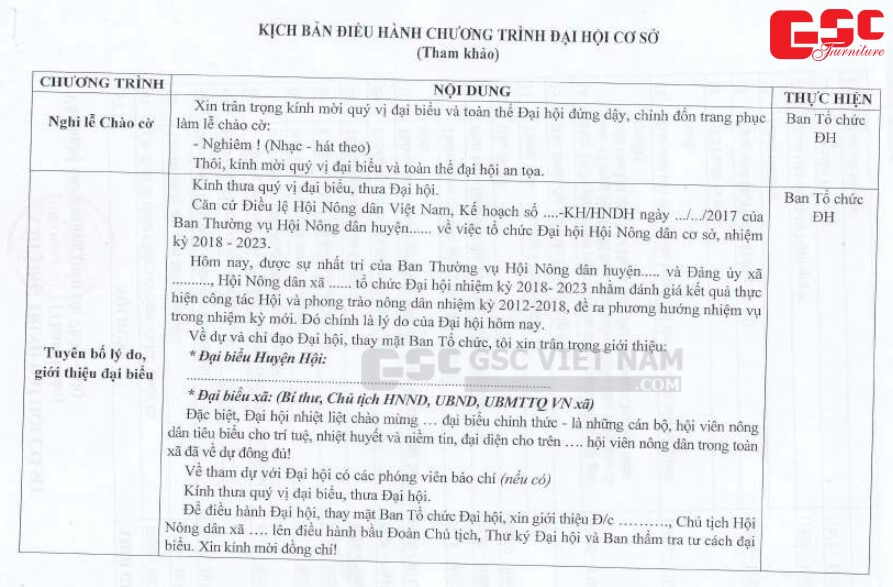 Kịch bản đại hội chi hội nông dân thôn 