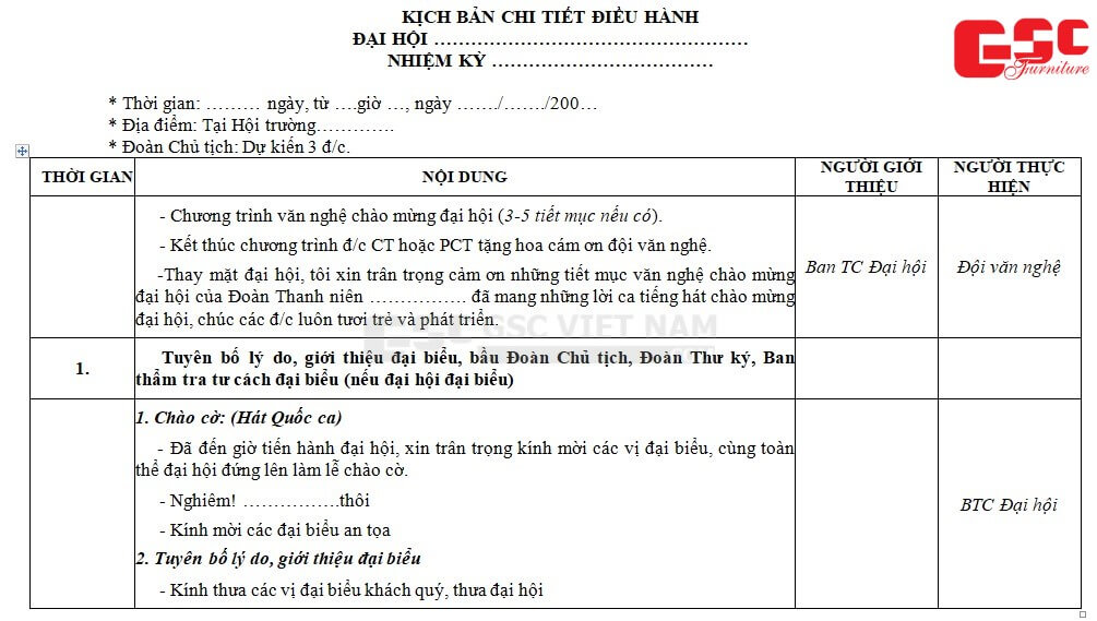 Kịch bản đại hội công đoàn