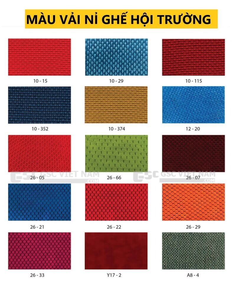 Màu vải ghế hội trường bọc nỉ EVOSeating