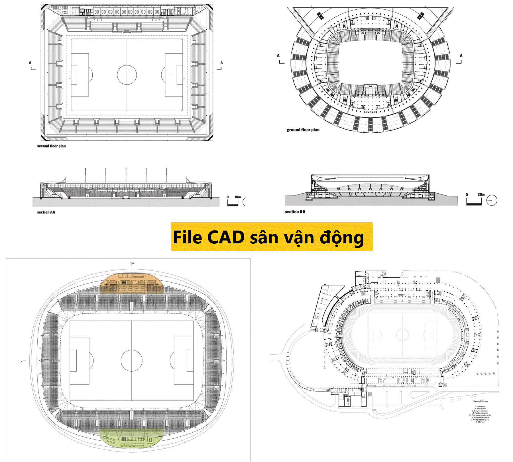File cad sân vận động