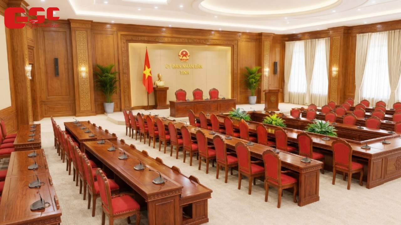 Bố trí bàn chủ tọa và ghế khán đài