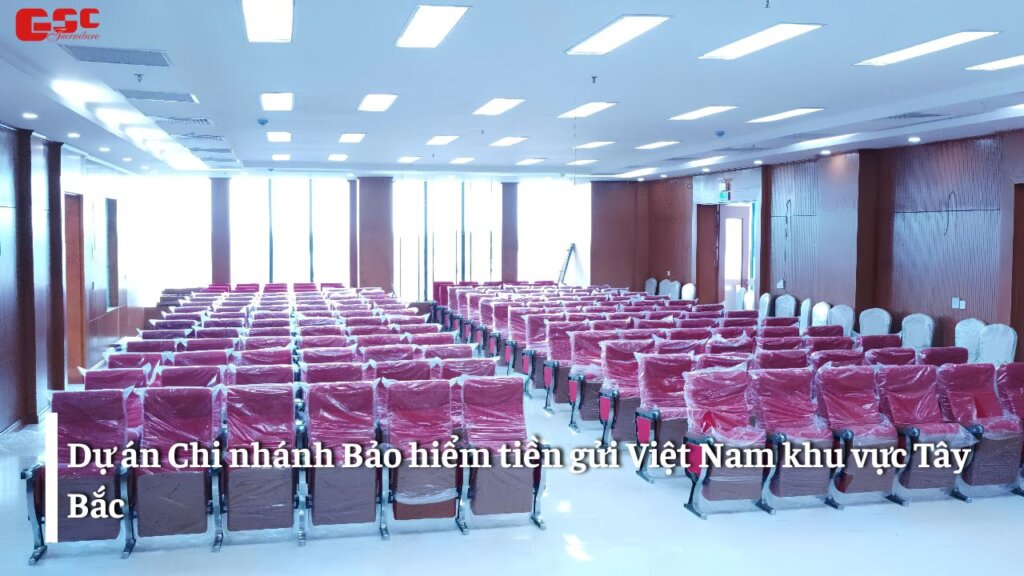 Hình ảnh hội trường dự án lắp đặt ghế chi nhanh tiền gửi Việt Nam khu vực Tây Bắc